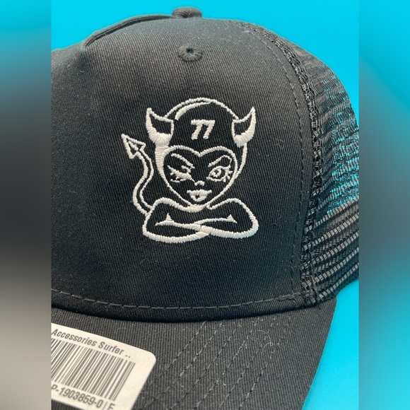 Little Devil 77 | Black Embroidered Hat | Snapback One Size - Picture 2 of 4